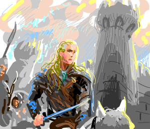 Legolas and his army near a stone castle