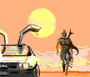 The DeLorean. A car fit for a man. The man. The Mandalorian.