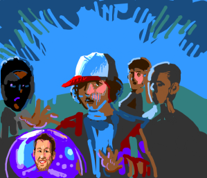 Stranger Things kids use crystal ball predictin Adam Sandler