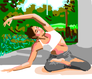 Woman doing stretches on a yoga mat