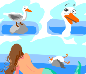 Bird dies after seeing topless mermaid