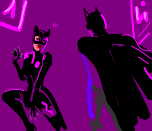 Catwoman strikes a seductive pose meeting the Batman.
